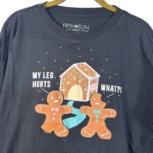 Fifth Sun Black Holiday Gingerbread Long Sleeve Cotton Shirt SZ Medium